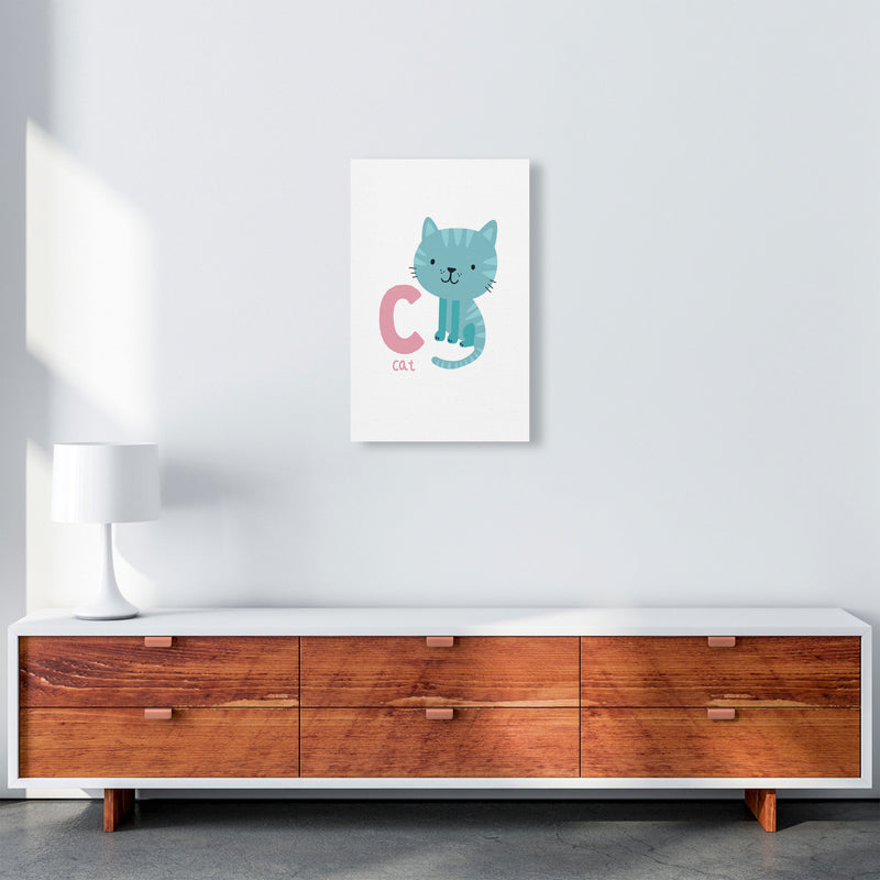 Alphabet Animals, C Is For Cat Framed Nursey Wall Art Print A3 Canvas