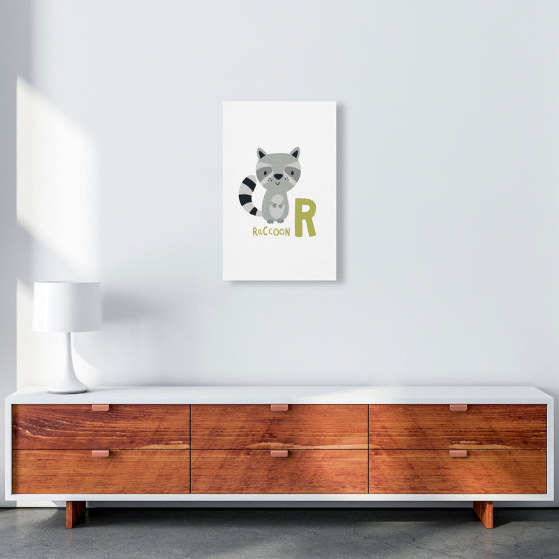 Alphabet Animals, R Is For Raccoon Framed Nursey Wall Art Print A3 Canvas