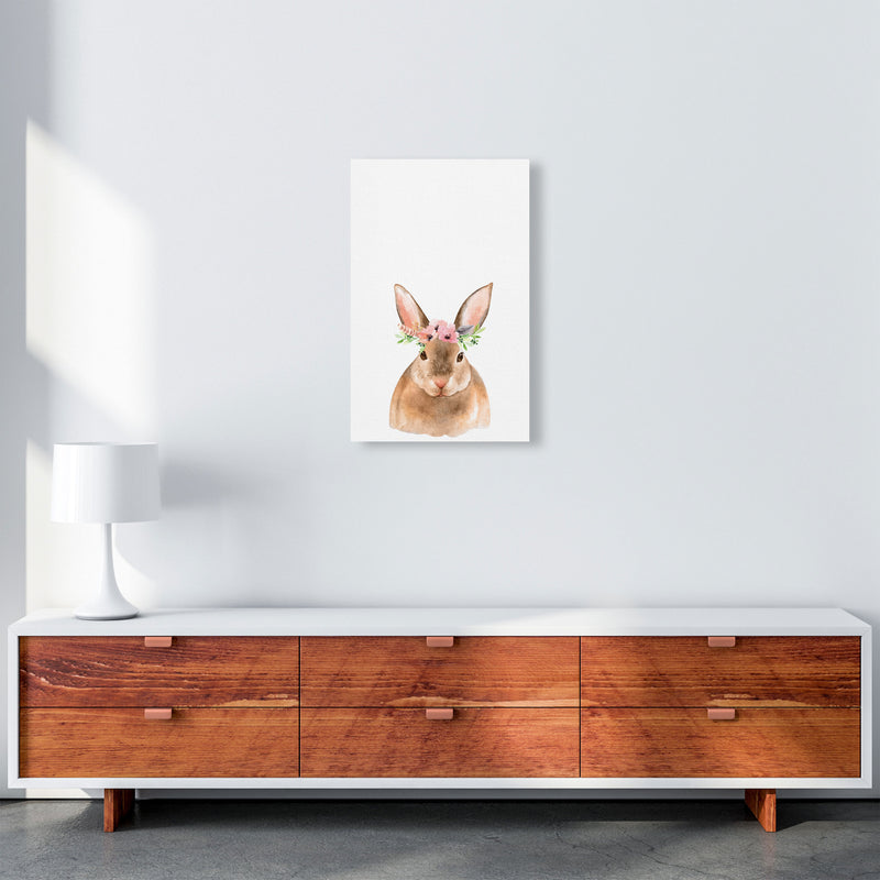 Forest Friends, Floral Cute Bunny Modern Print Animal Art Print A3 Canvas