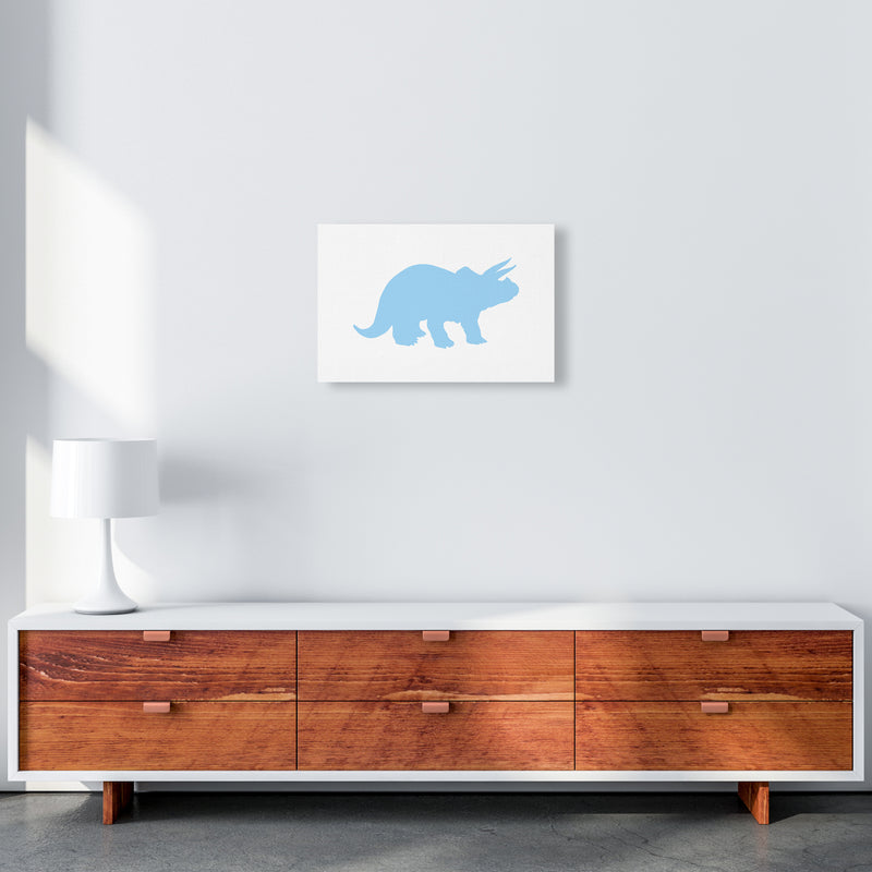 Triceratops Light Blue  Art Print by Pixy Paper A3 Canvas