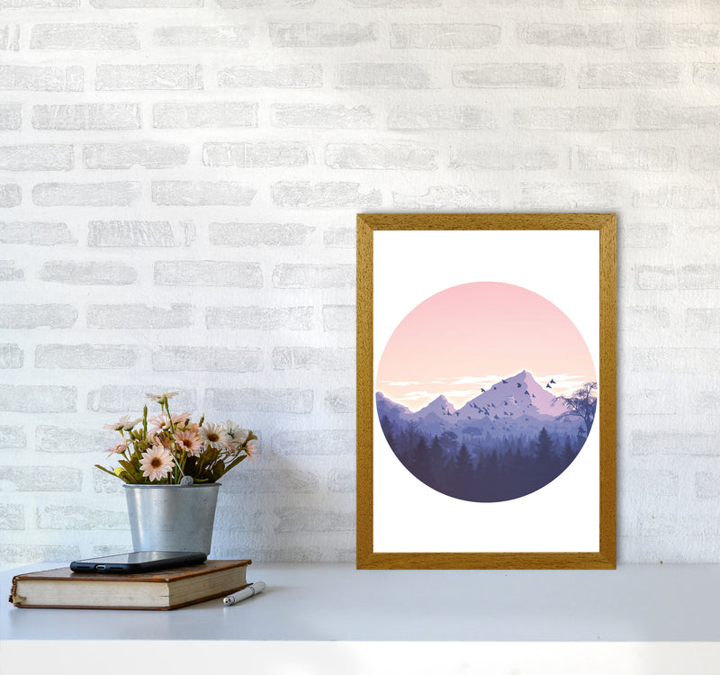 Pink Mountains Circle Abstract Modern Print A3 Print Only