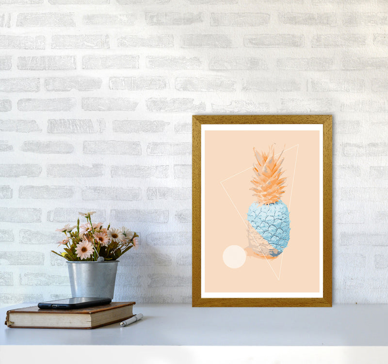 Blue And Pink Pineapple Modern Print, Framed Kitchen Wall Art A3 Print Only