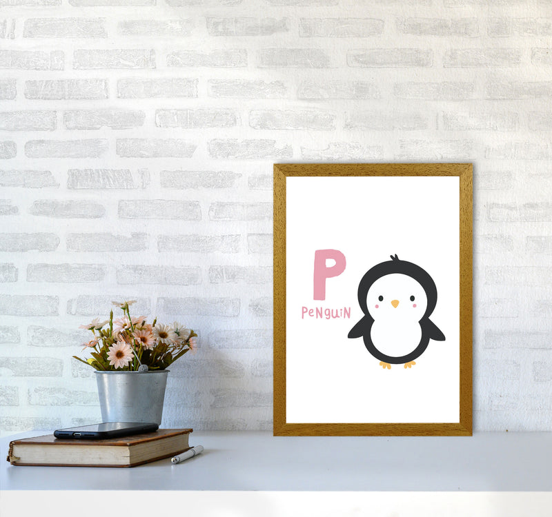 Alphabet Animals, P Is For Penguin Framed Nursey Wall Art Print A3 Print Only
