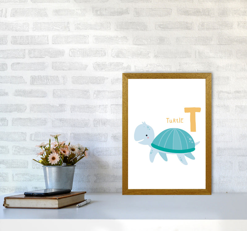 Alphabet Animals, T Is For Turtle Framed Nursey Wall Art Print A3 Print Only