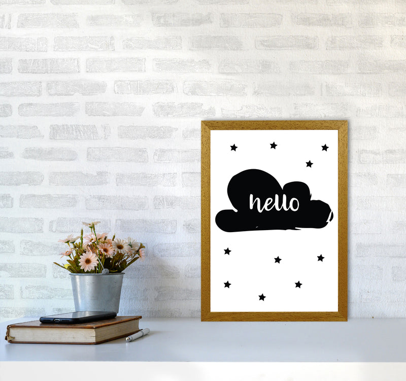Hello Cloud Black Framed Nursey Wall Art Print A3 Print Only