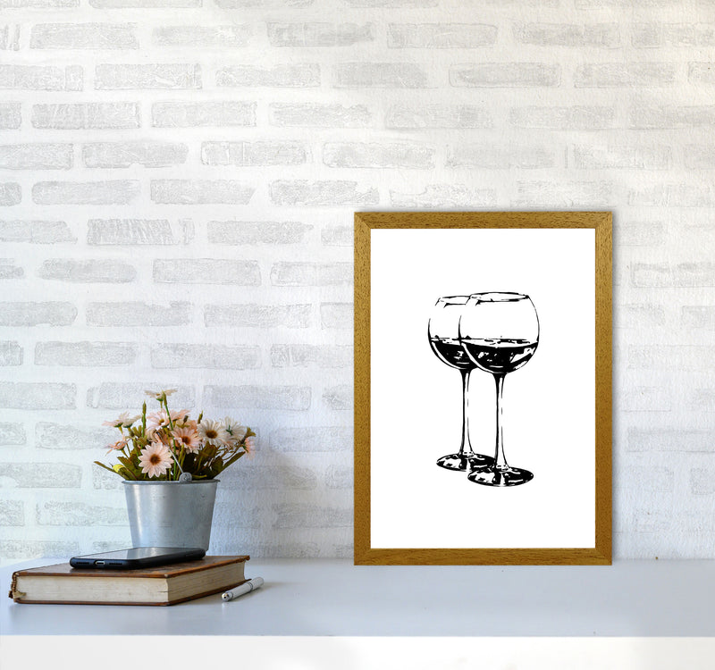Black Wine Glasses Modern Print, Framed Kitchen Wall Art A3 Print Only