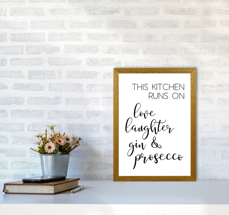 This Kitchen Runs On Love Laughter Gin & Prosecco Print, Framed Kitchen Wall Art A3 Print Only
