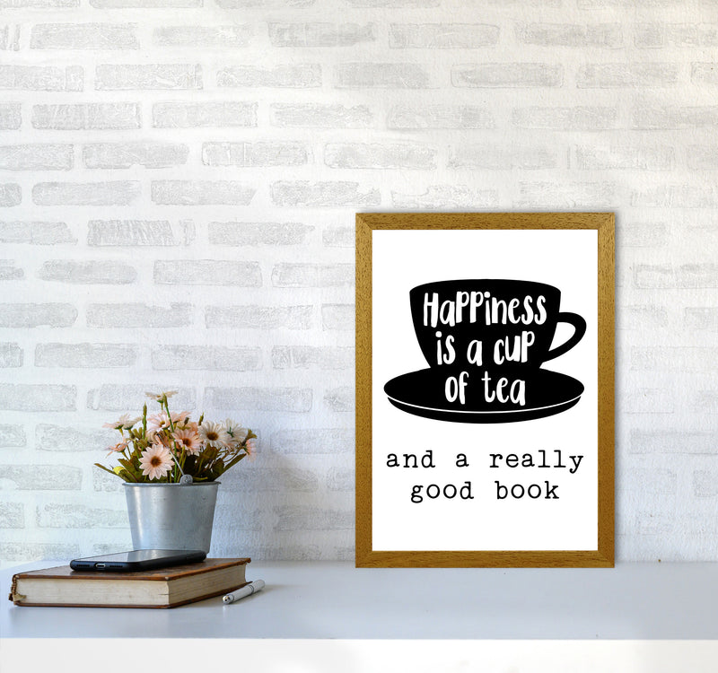 Happiness Is A Cup Of Tea Modern Print, Framed Kitchen Wall Art A3 Print Only