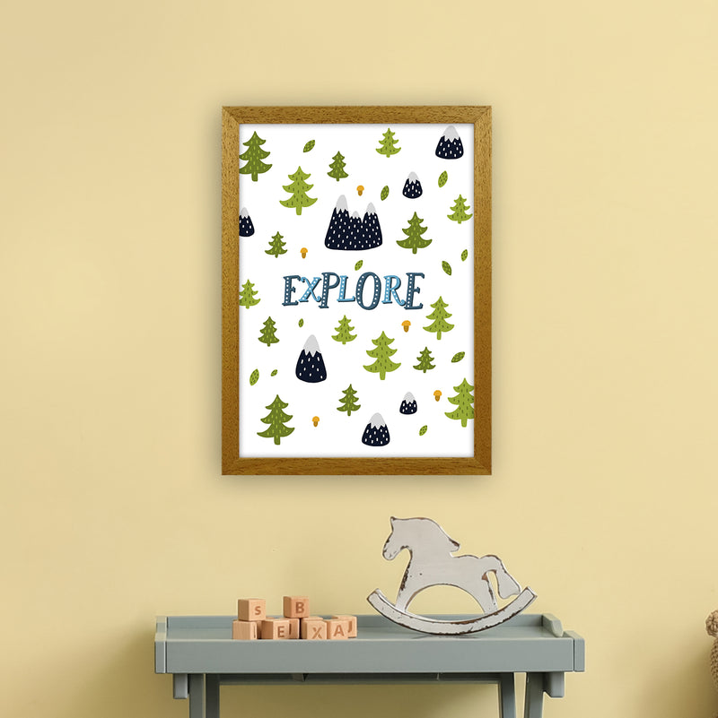 Little Explorer Trees Blue  Art Print by Pixy Paper A3 Print Only