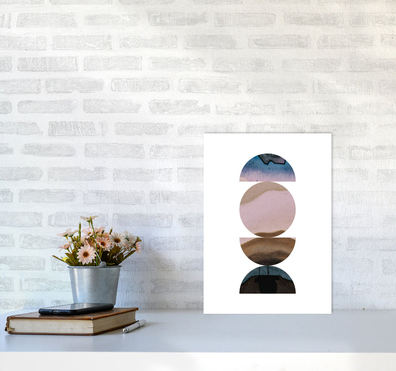Pastel And Sand Abstract Circles Modern Print A3 Black Frame