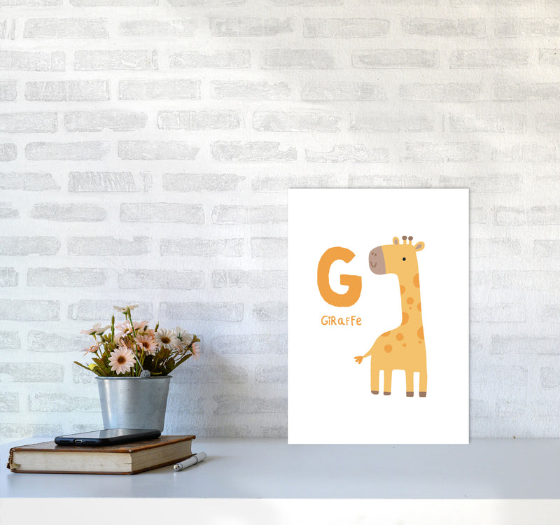 Alphabet Animals, G Is For Giraffe Framed Nursey Wall Art Print A3 Black Frame