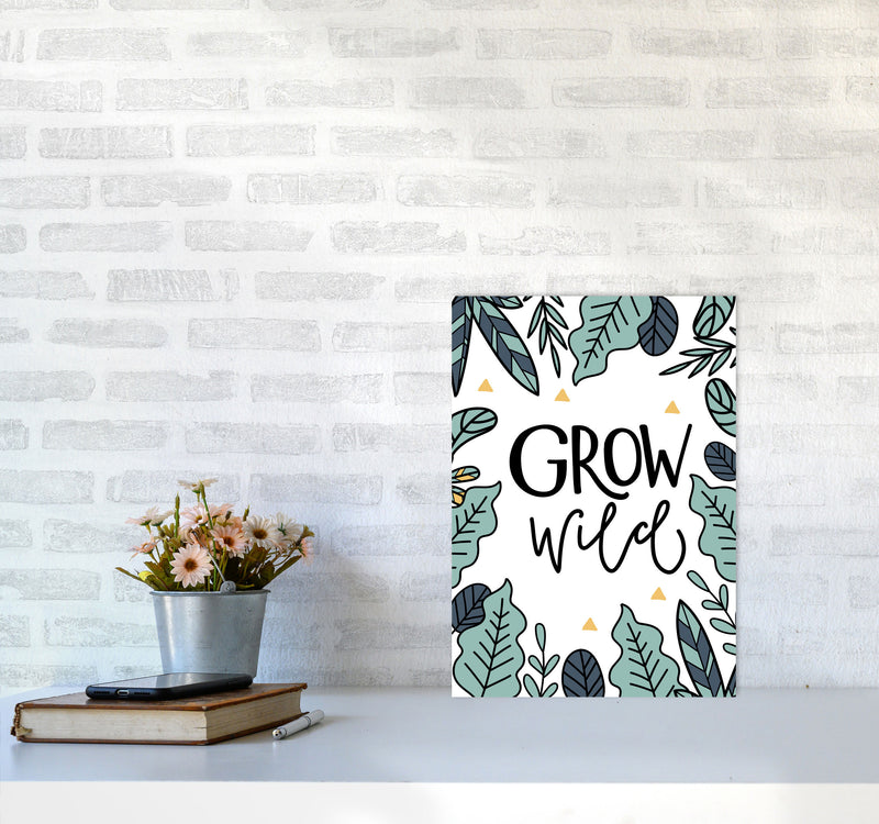 Grow Wild Floral Modern Print, Framed Kitchen Wall Art A3 Black Frame