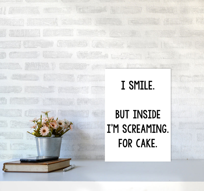 Screaming For Cake Modern Print, Framed Kitchen Wall Art A3 Black Frame
