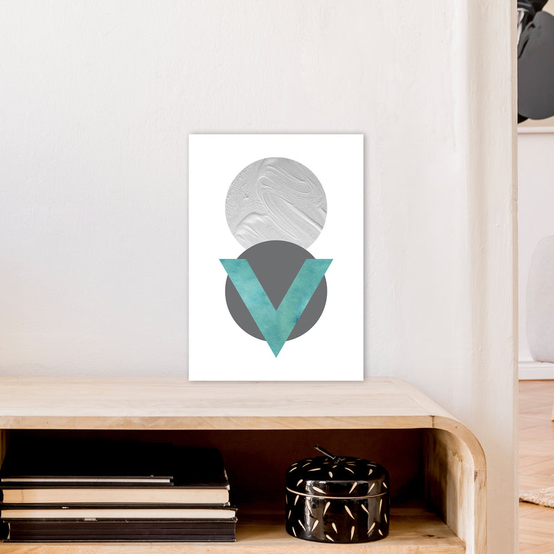 Marble Teal And Silver 1 Art Print by Pixy Paper A3 Black Frame