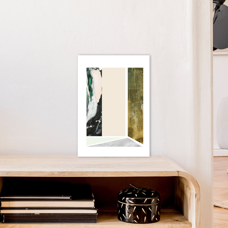Green Marble Rectangle Abstract  Art Print by Pixy Paper A3 Black Frame