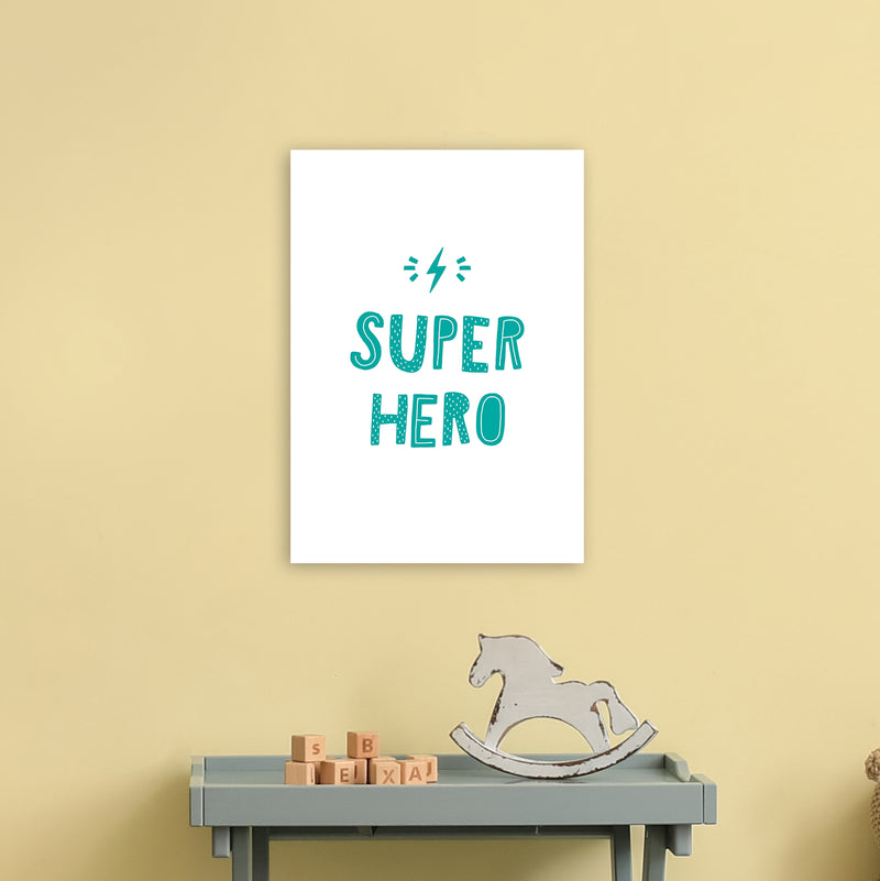 Super Hero Teal Super Scandi  Art Print by Pixy Paper A3 Black Frame