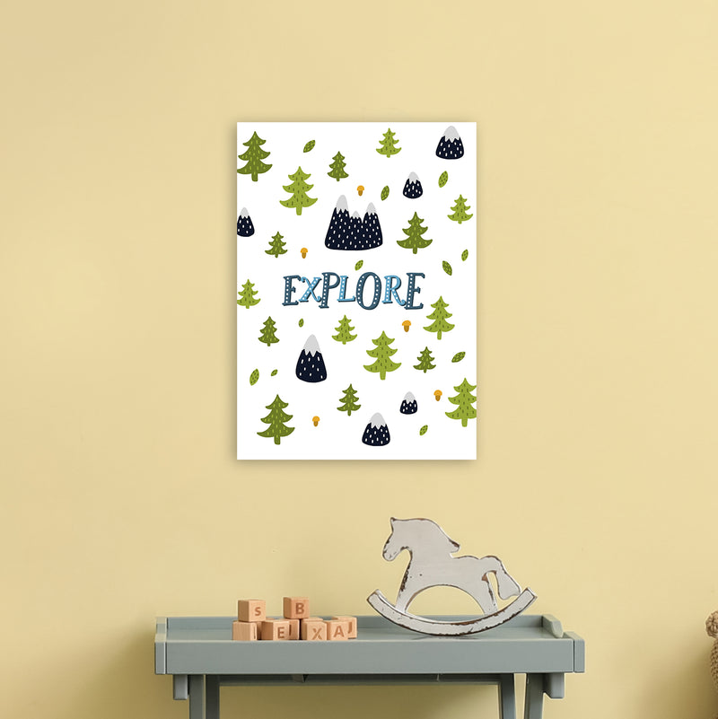 Little Explorer Trees Blue  Art Print by Pixy Paper A3 Black Frame
