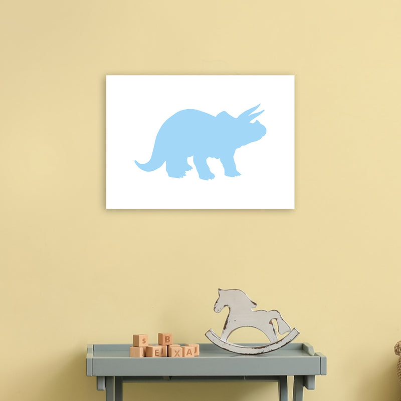 Triceratops Light Blue  Art Print by Pixy Paper A3 Black Frame