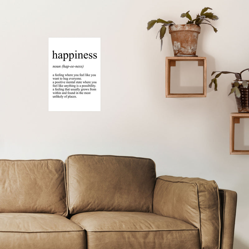 Happiness Definition Art Print by Pixy Paper A3 Black Frame