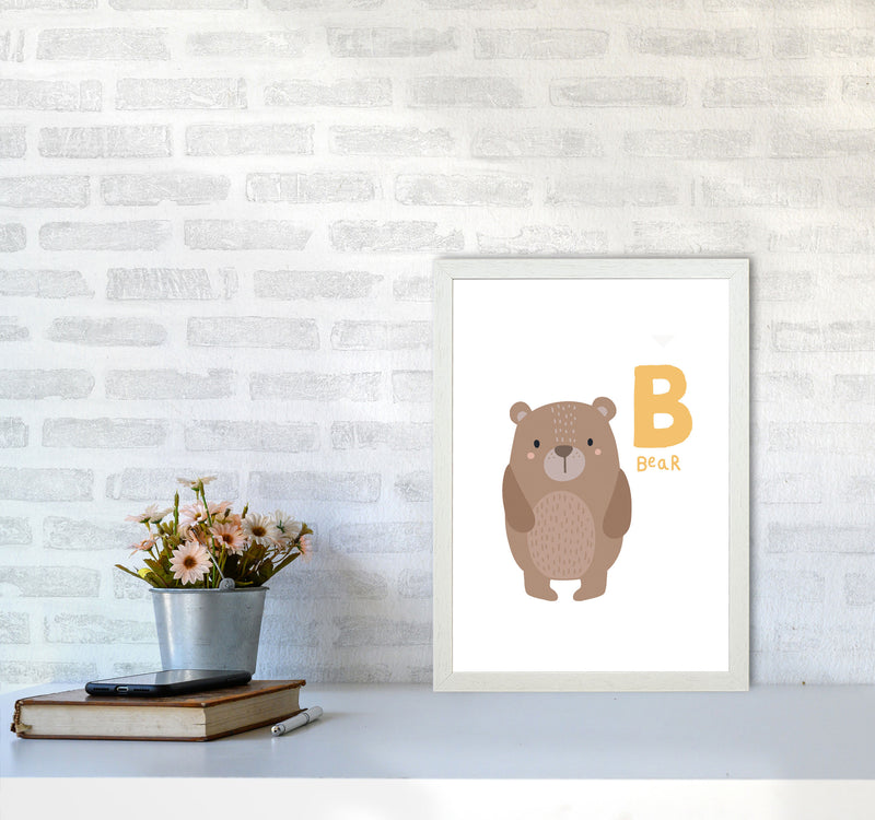 Alphabet Animals, B Is Forbear Framed Nursey Wall Art Print A3 Oak Frame