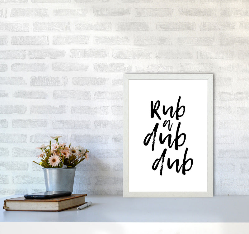 Rub A Dub Dub, Bathroom Modern Print, Framed Bathroom Wall Art A3 Oak Frame