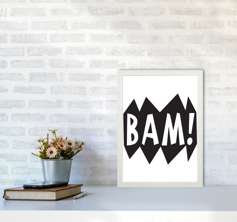 BAM! Black Framed Nursey Wall Art Print A3 Oak Frame