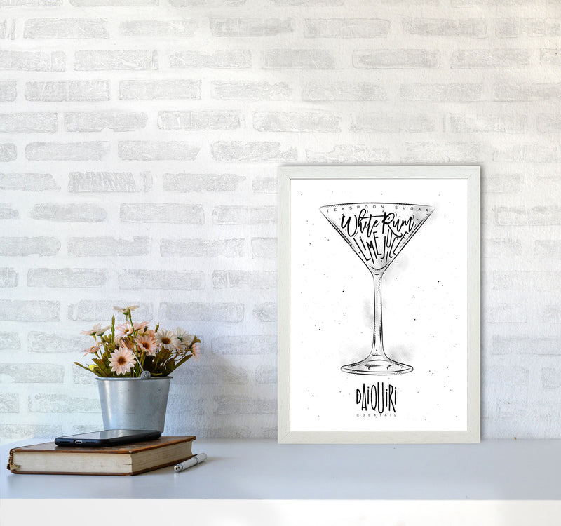 Daiquiri Cocktail Modern Print, Framed Kitchen Wall Art A3 Oak Frame