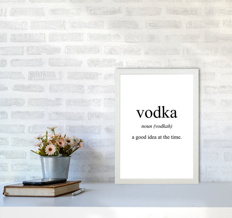 Vodka Modern Print, Framed Kitchen Wall Art A3 Oak Frame
