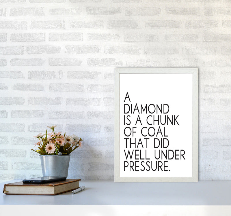 A Diamond Under Pressure Framed Typography Quote Wall Art Print A3 Oak Frame