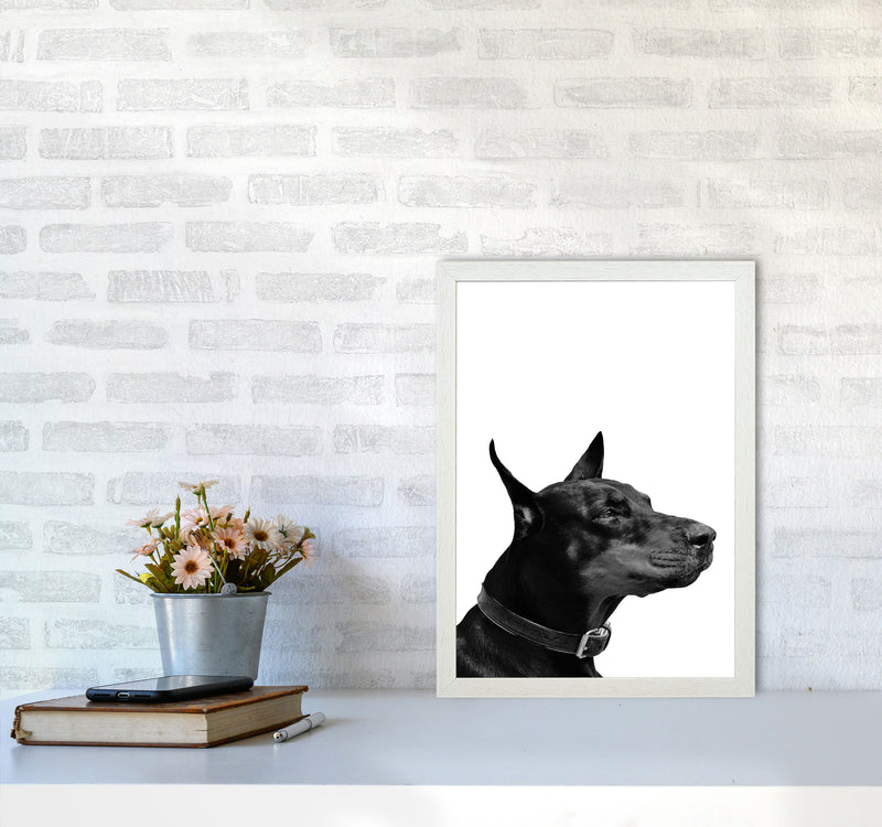 Black And White Dog Modern Print Animal Art Print A3 Oak Frame