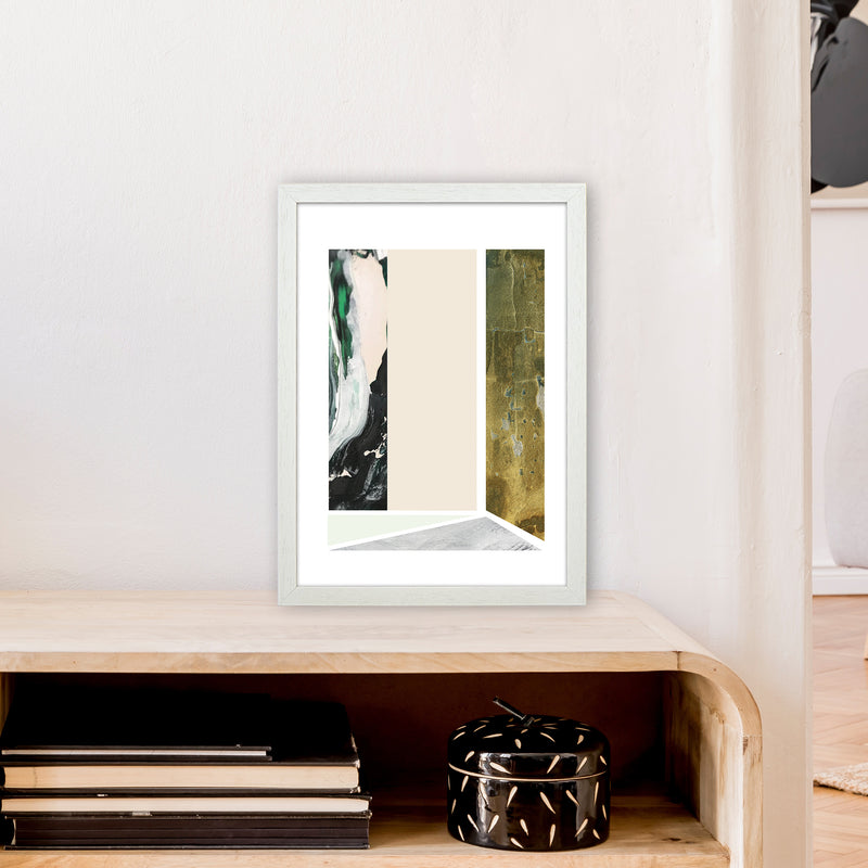 Green Marble Rectangle Abstract  Art Print by Pixy Paper A3 Oak Frame