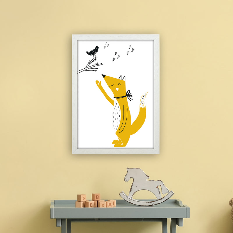 Fox And Birds Animal Pop  Art Print by Pixy Paper A3 Oak Frame