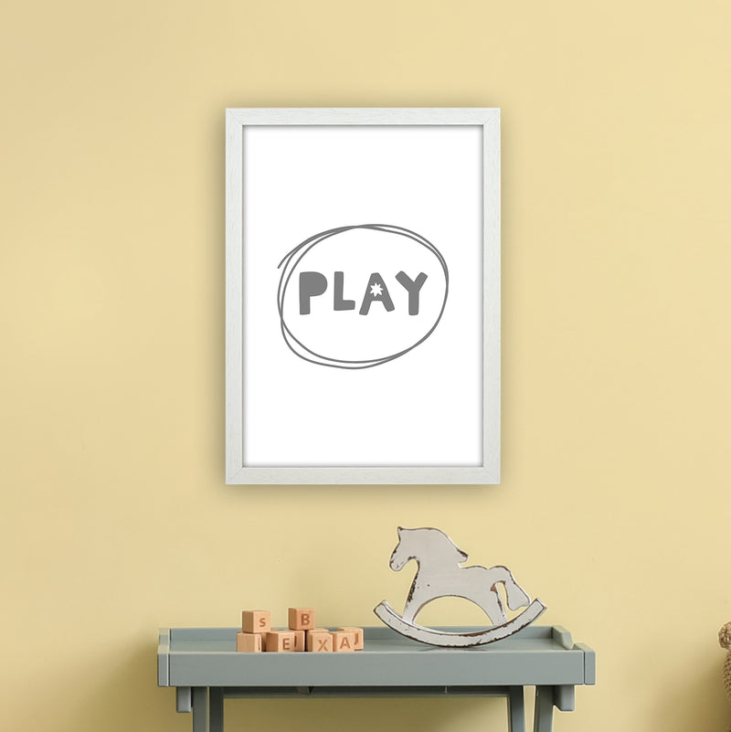 Play Super Scandi Grey  Art Print by Pixy Paper A3 Oak Frame