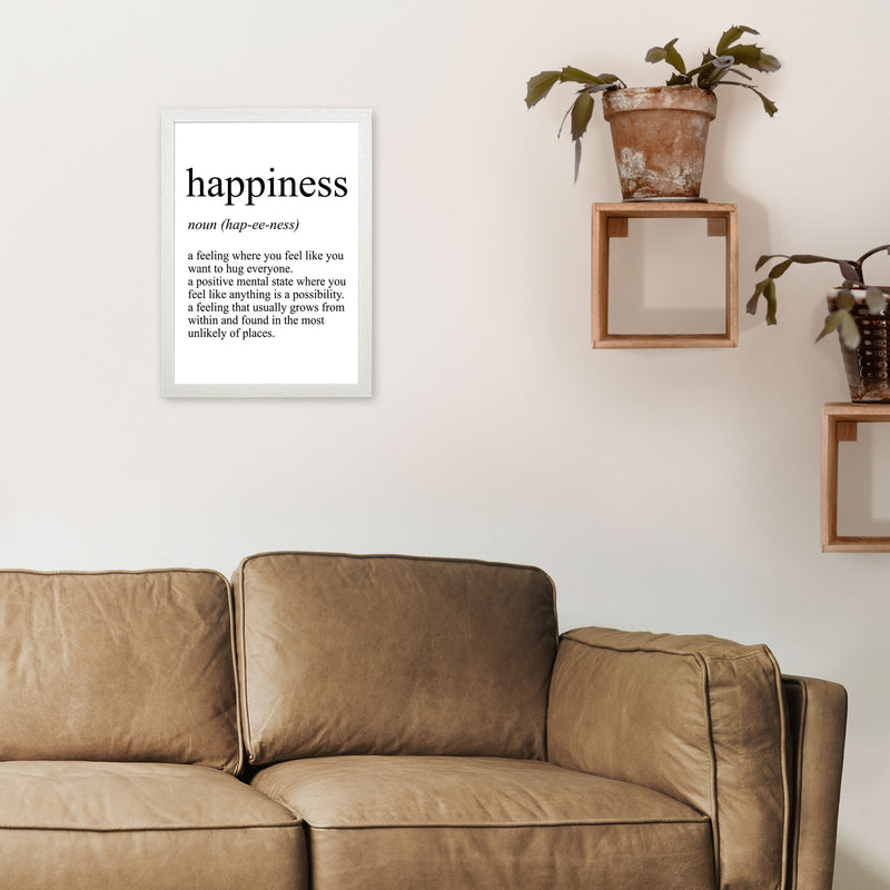Happiness Definition Art Print by Pixy Paper A3 Oak Frame