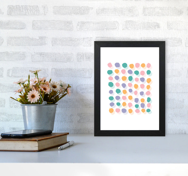 Pink Polka Dots Abstract Modern Print A4 White Frame