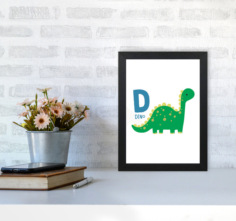Alphabet Animals, D Is For Dino Framed Nursey Wall Art Print A4 White Frame
