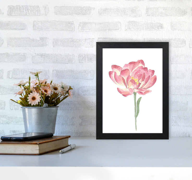Pink Watercolour Flower Modern Print A4 White Frame