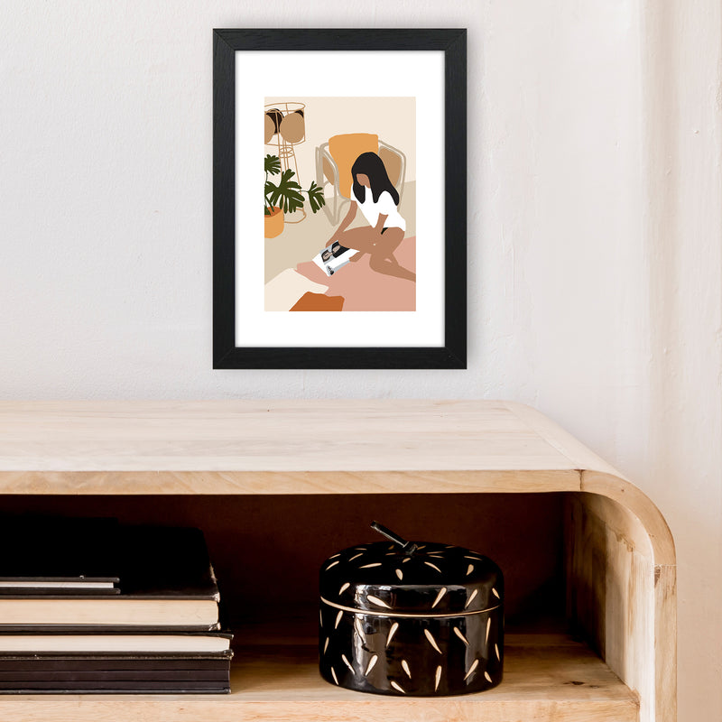Mica Girl With Magazine N4  Art Print by Pixy Paper A4 White Frame