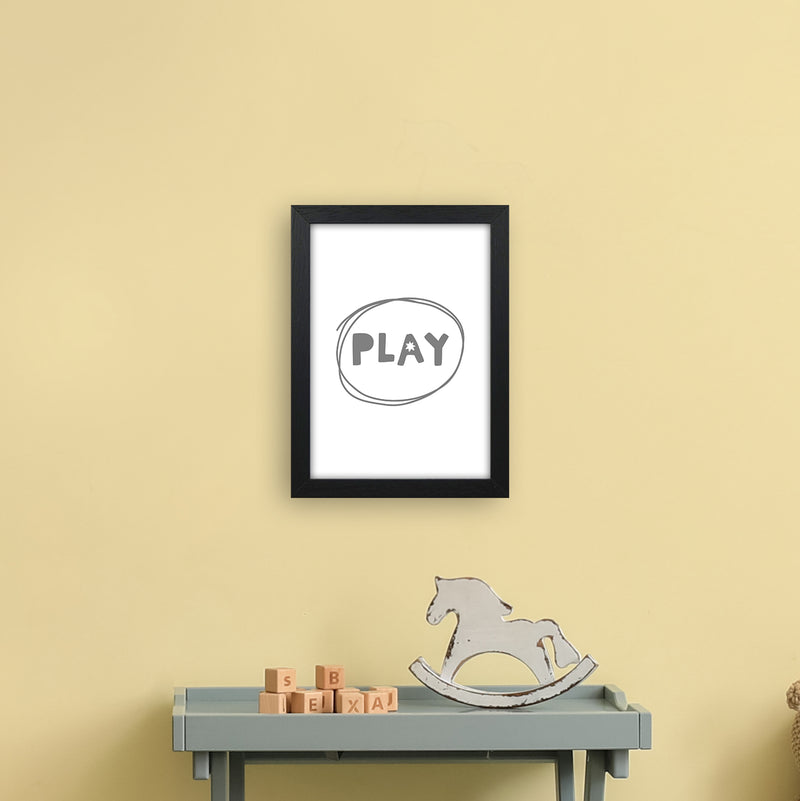 Play Super Scandi Grey  Art Print by Pixy Paper A4 White Frame