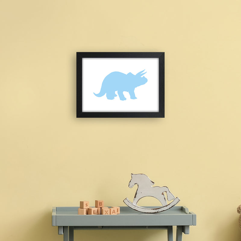 Triceratops Light Blue  Art Print by Pixy Paper A4 White Frame