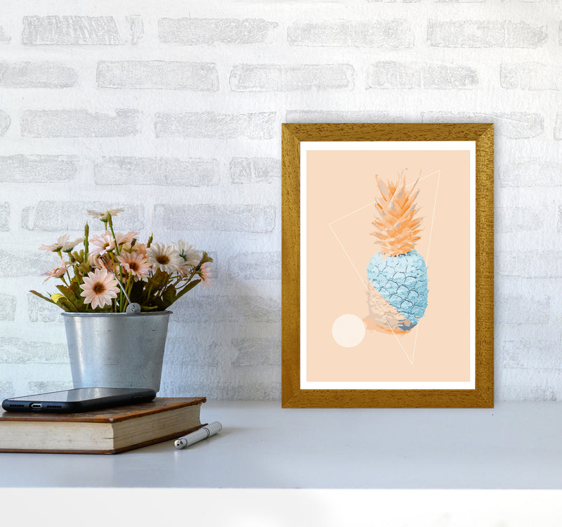 Blue And Pink Pineapple Modern Print, Framed Kitchen Wall Art A4 Print Only