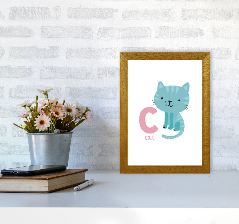 Alphabet Animals, C Is For Cat Framed Nursey Wall Art Print A4 Print Only
