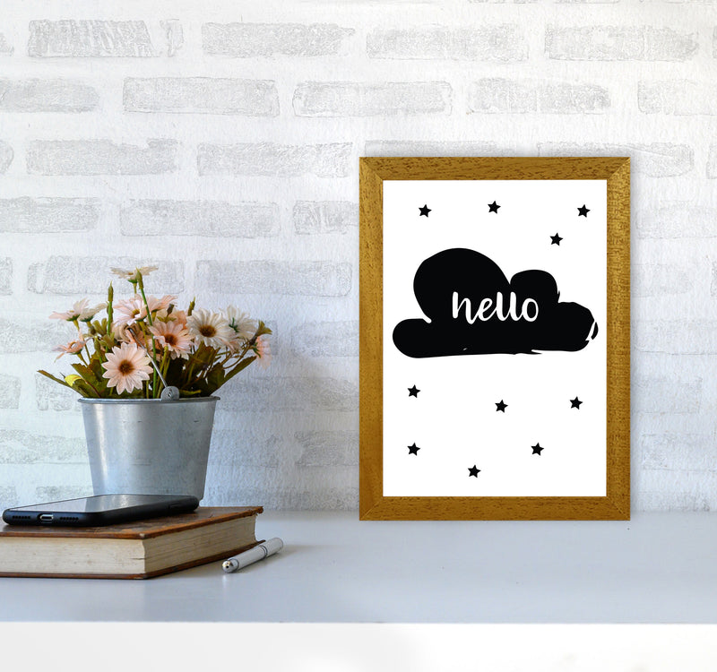 Hello Cloud Black Framed Nursey Wall Art Print A4 Print Only