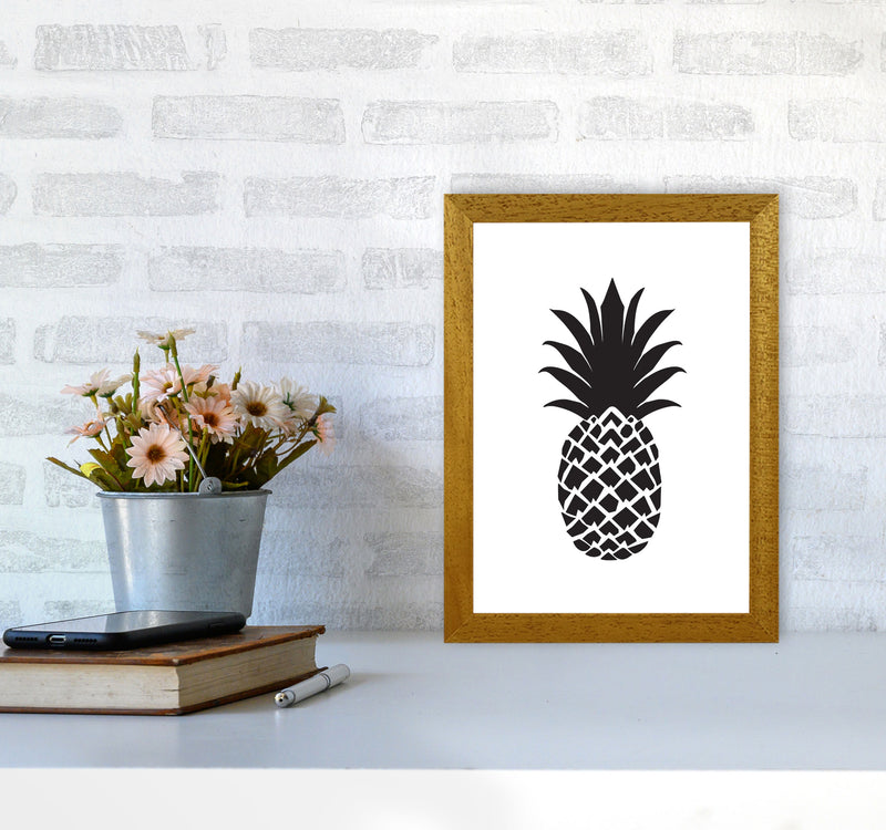 Black Pineapple 2 Modern Print, Framed Kitchen Wall Art A4 Print Only