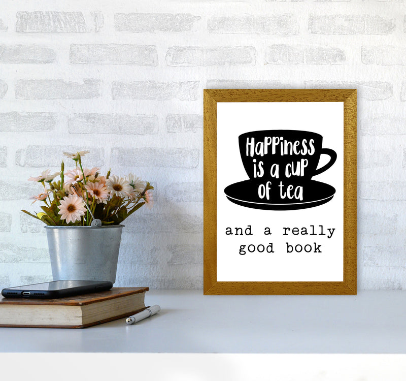 Happiness Is A Cup Of Tea Modern Print, Framed Kitchen Wall Art A4 Print Only