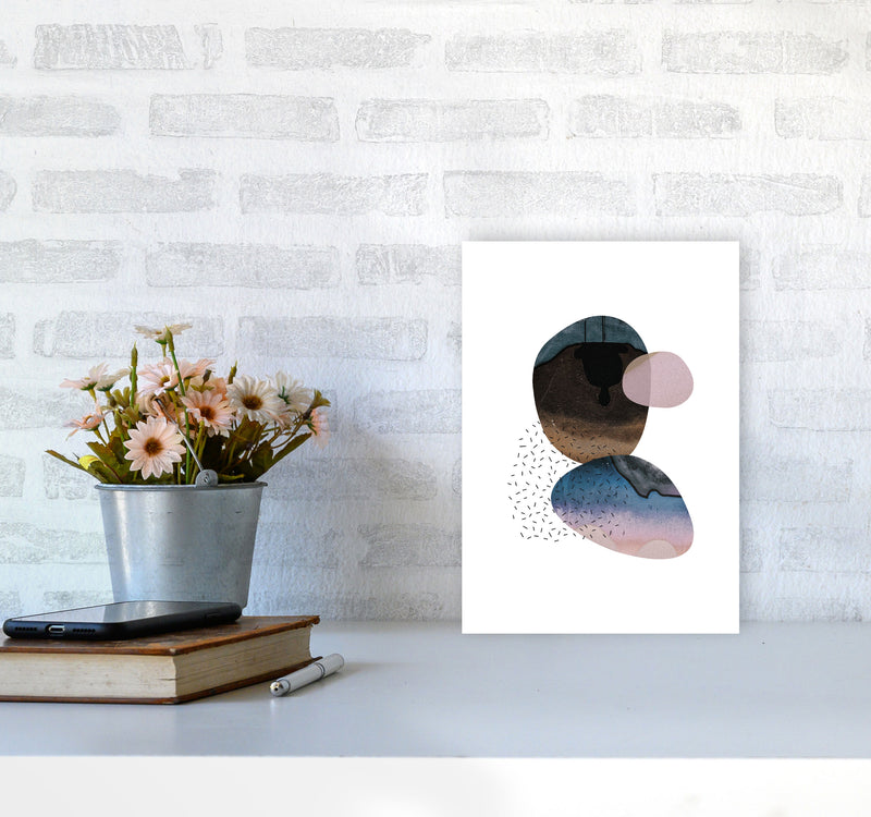 Pastel And Sand Abstract Shapes Modern Print A4 Black Frame