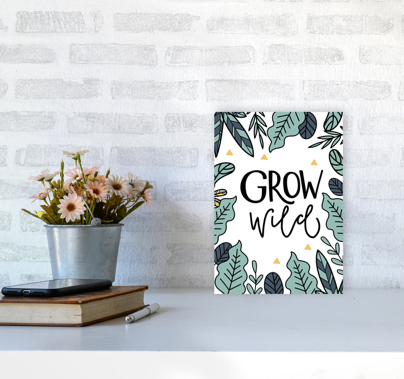 Grow Wild Floral Modern Print, Framed Kitchen Wall Art A4 Black Frame