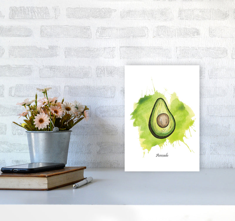 Avocado Modern Print, Framed Kitchen Wall Art A4 Black Frame