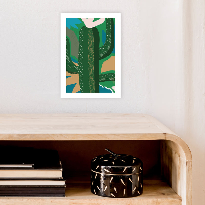 Cactus Jungle Abstract  Art Print by Pixy Paper A4 Black Frame