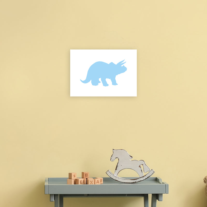 Triceratops Light Blue  Art Print by Pixy Paper A4 Black Frame